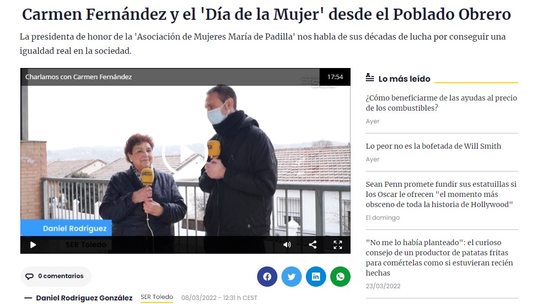 Entrevista a Carmen Fernández en «Hoy por hoy Toledo»